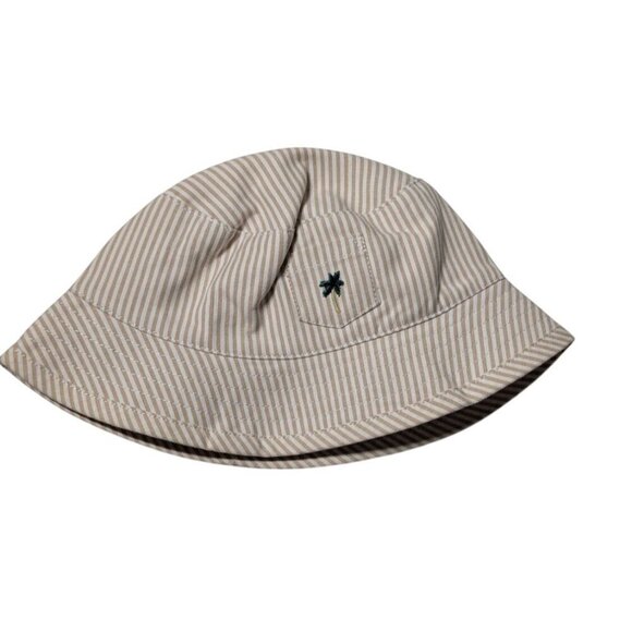 Janie & Jack Baby Sun Hat Bucket Palm Tree Striped 0-3 Months 100% Cotton - Picture 1 of 8